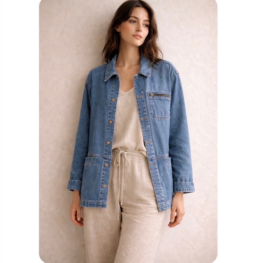 Vintage Denim Chore Jacket | French Workwear Cotton Jacket